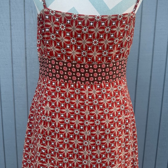 LOFT Burnt Orange and Chocolate Brown Midi Dress - Picture 11 of 14